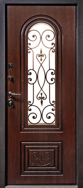 Дверь с ковкой и стеклом KS-022